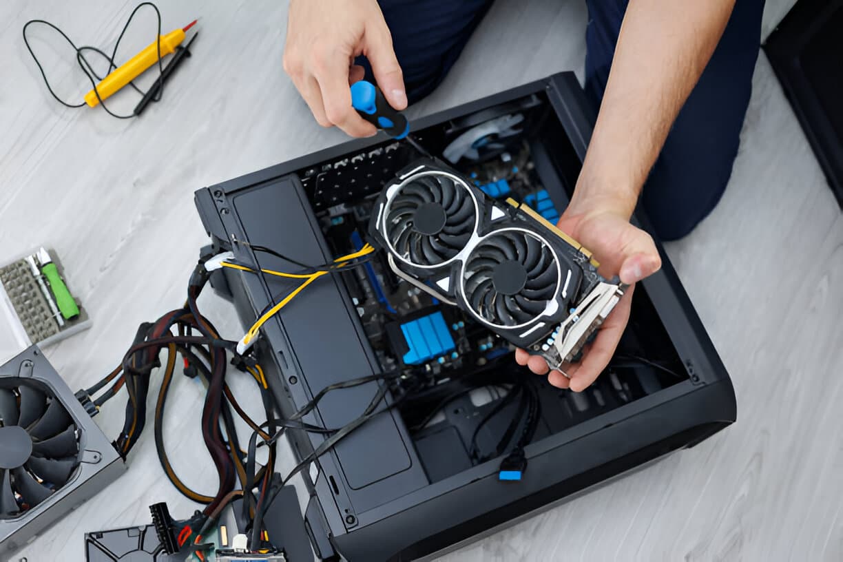 Custom gaming PC repair including GPU and fan issues